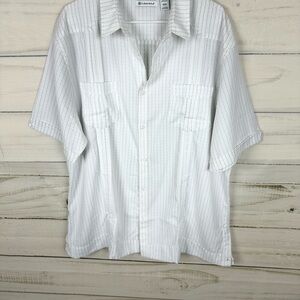 Cubavera Light Gray Striped Casual Button Down Shirt